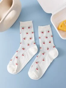 1 đôi tất nữ hoa văn anh đào giản dị, cho mùa xuân - Nhiều màu - Xem 3