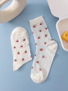 1 đôi tất nữ hoa văn anh đào giản dị, cho mùa xuân - Nhiều màu - Xem 4