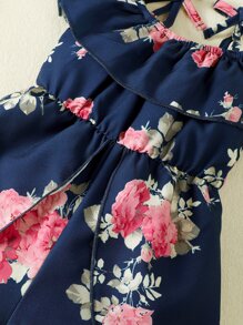 Rompers Em bé Xù Hoa - Màu xanh hải quân - Xem 5