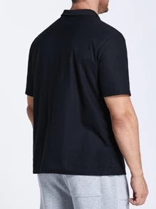 Manfinity Men Plus Letter Graphic Polo Shirt - Black - View 2