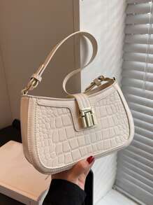 小流浪包鱷魚壓紋優雅 - 白色 - 查看 1