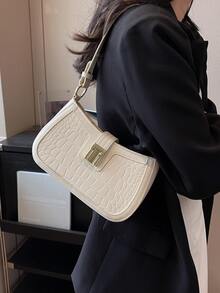 小流浪包鱷魚壓紋優雅 - 白色 - 查看 2