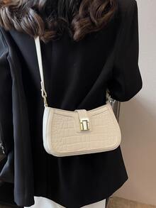 小流浪包鱷魚壓紋優雅 - 白色 - 查看 5