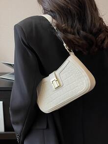 小流浪包鱷魚壓紋優雅 - 白色 - 查看 6