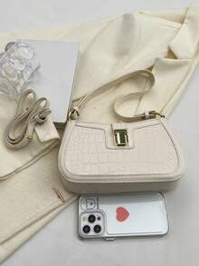 小流浪包鱷魚壓紋優雅 - 白色 - 查看 8