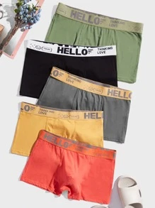 Hombres 5 piezas Calzoncillos boxer con estampado de letra - Multicolor - Ver 1