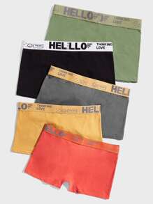 Hombres 5 piezas Calzoncillos boxer con estampado de letra - Multicolor - Ver 2