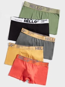 Hombres 5 piezas Calzoncillos boxer con estampado de letra - Multicolor - Ver 4
