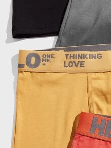 Hombres 5 piezas Calzoncillos boxer con estampado de letra - Multicolor - Ver 5