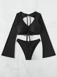 SHEIN Swim 前抽繩比基尼泳裝