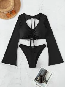 SHEIN Swim 前抽繩比基尼泳裝
