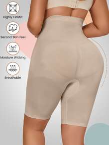 Lycra Sculpting Body Shape Tummy Control Butt Lift Shapewear Shorts - Apricot - View 2