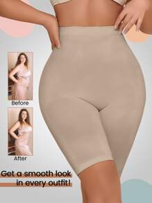 Lycra Sculpting Body Shape Tummy Control Butt Lift Shapewear Shorts - Apricot - View 5