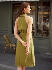 MOTF PREMIUM 無袖腰帶風衣外套 - 芥末黃 - 查看 2