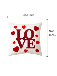 Heart & Letter Graphic Cushion Cover Without Filler