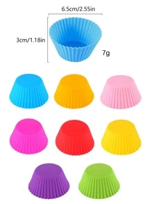 6入組隨機顏色矽膠蛋糕模具圓形鬆餅紙杯蛋糕烘焙模具可重複使用的DIY蛋糕裝飾工具婚禮生日派對裝飾品
