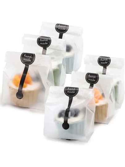 30個キャンディ＆ビスケットパッケージングバッグ、ギフトラッピングバッグ& 30シート手作り印刷ステッカー ホリデー、パーティーサプライ、ウェディングパーティーギフトバッグ