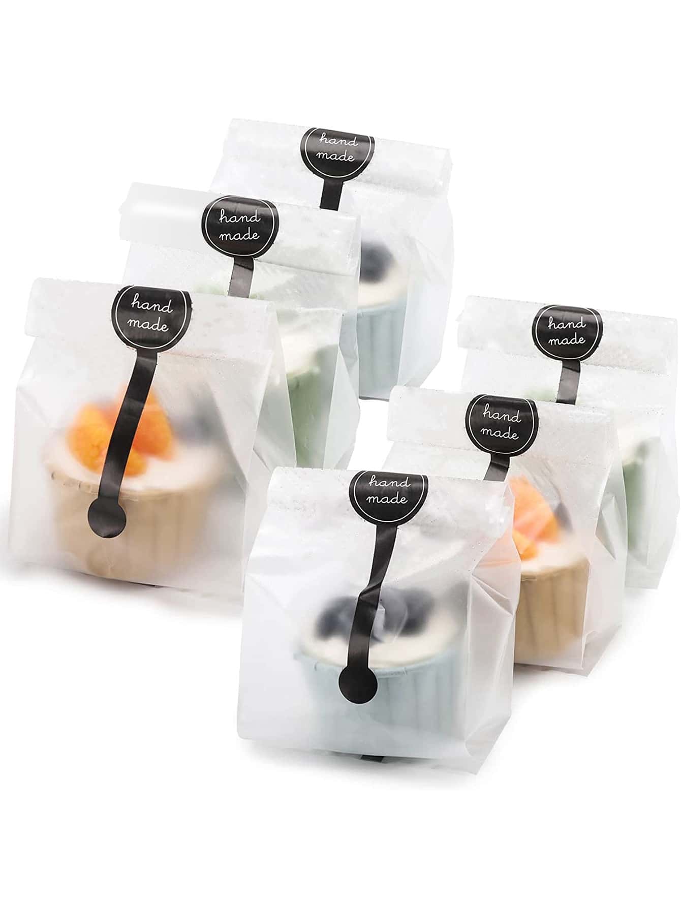 30 piezas Bolsa de embalaje de caramelos y galletas, bolsa de envoltura de regalos y 30 piezas de pegatinas impresas a mano para días festivos, fiestas, suministros de fiestas de bodas y bolsas de regalo