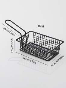 1 件装不锈钢炸篮，黑铁质小吃托盘，带手柄，适用于厨房圣诞礼物 - 黑色 - 查看 7