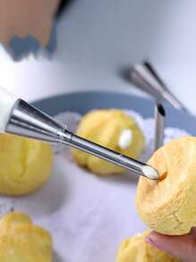 1 pieza de boquilla para manga pastelera de acero inoxidable, punta de boquilla de hojaldre larga para taza de hojaldre, pasteles, herramienta de decoración de crema - Ver 1