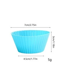 6入組隨機顏色矽膠蛋糕模具圓形鬆餅紙杯蛋糕烘焙模具可重複使用的DIY蛋糕裝飾工具婚禮生日派對裝飾品 - 彩色 - 查看 6