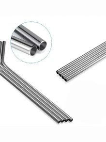 8pcs Stainless Steel Straw & 2pcs Brush - Silver - View 6