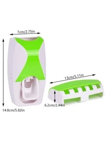 1pc Toothpaste Dispenser Automatic Wall Mount Toothbrush Holder Bathroom Toothpaste Squeezer 5 Slots Toothbrush Holder - Multicolor - View 2