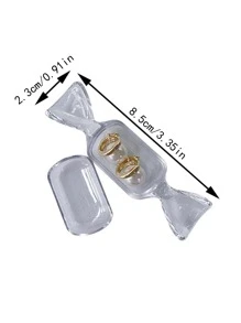 2pcs Mini Clear Candy Shaped Jewelry Storage Box,Novelty Plastic Earrings Necklace Storage Box For Home - Clear - View 2