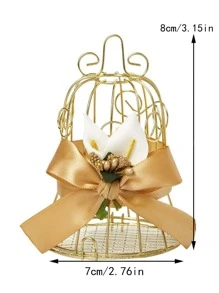 Hộp 1pc Thiết kế Lồng Hoa & Nơ Trang trí - Vàng - Xem 6