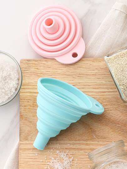 1个随机折叠漏斗硅胶可折叠漏斗便携式漏斗用于燃料料斗可折叠/油漏斗厨房工具