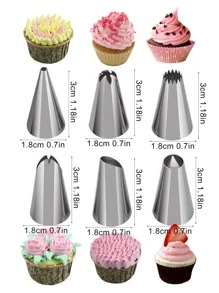 6pcs/set Stainless Steel Piping Nozzle, Silver Baking Cream Icing Tip, For Cake Decoration, Baking Supply - Silver - View 2