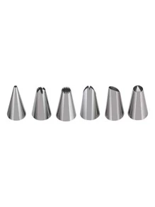 6pcs/set Stainless Steel Piping Nozzle, Silver Baking Cream Icing Tip, For Cake Decoration, Baking Supply - Silver - View 4