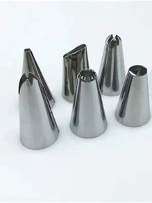 6pcs/set Stainless Steel Piping Nozzle, Silver Baking Cream Icing Tip, For Cake Decoration, Baking Supply - Silver - View 5