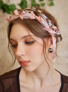 ROMWE Kawaii 蝴蝶結裝飾髮箍 - 粉色 - 查看 2
