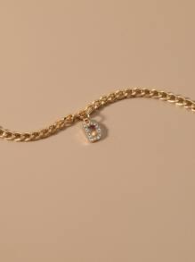 水鑽裝飾字母吊墜腳錬 - 金黃色 - 查看 3