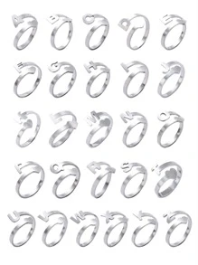 1pc Letter & Heart Decor Ring - Silver - View 1