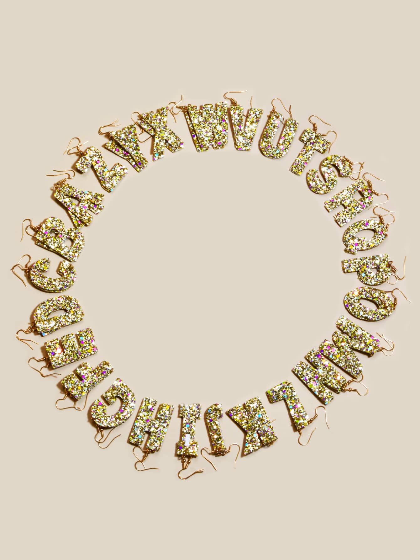 Sequin Decor Letter Drop Earrings - Multicolor - View 1