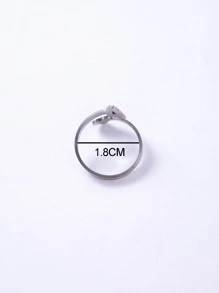 1pc Letter & Heart Decor Ring - Silver - View 4