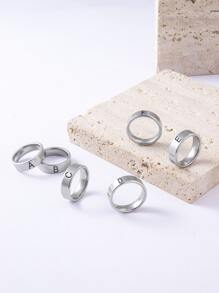 suteyi 字母圖案戒指 - 銀色 - 查看 4