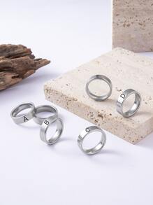 suteyi 字母圖案戒指 - 銀色 - 查看 2