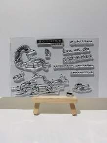 1入組卡通和字母圖形矩形印章可愛多用途印章適合DIY工藝品 - 無色 - 查看 1