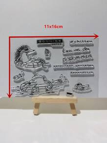 1入組卡通和字母圖形矩形印章可愛多用途印章適合DIY工藝品 - 無色 - 查看 3