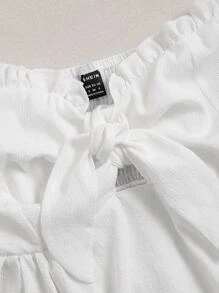 Breezaya Frill Trim Knot Front Tube Top - White - View 4