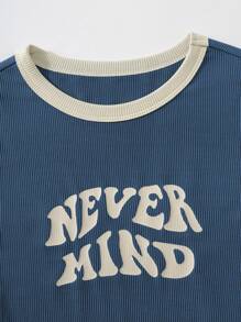 Lunelith SHEIN Lunessa Body con estampado de slogan unido en contraste