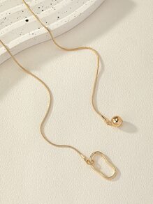 Ball Charm Y Lariat Necklace - Gold - View 3