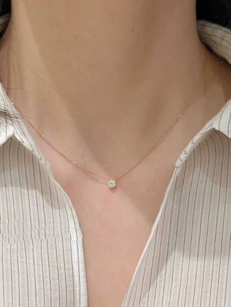 Cubic Zirconia Decor Necklace