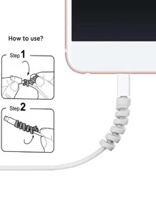 12 件螺旋硅胶 USB 线缆保护器，高柔韧性电线保护器，适用于充电器/线缆/鼠标，兼容所有手机/电脑，黑色/灰色线缆整理器 - 彩色 - 查看 5