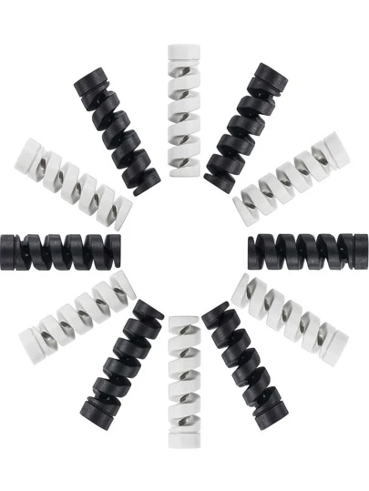 12 件螺旋硅胶 USB 线缆保护器，高柔韧性电线保护器，适用于充电器/线缆/鼠标，兼容所有手机/电脑，黑色/灰色线缆整理器