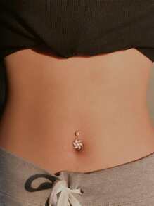 Vòng đeo bụng bằng thép không gỉ đơn giản bằng đá khối Zirconia trang trí hoa cho phụ nữ và bé gái - Bạc - Xem 1