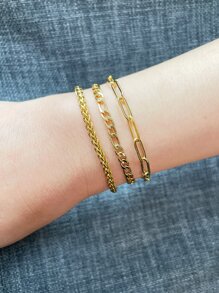 3入組極簡手環 - 金黃色 - 查看 1